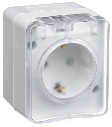 Розетка с заземлением накладная Systeme Electric AtlasDesign Profi54 1-м. крышка IP54 белый картинка